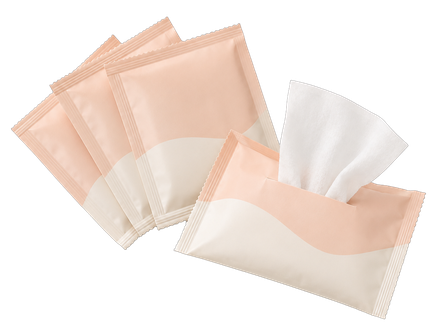 Travel pack of individually wrapped wipes