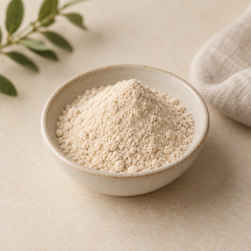 Prebiotic powder in a small ceramic dish