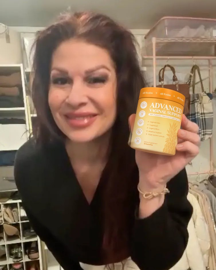 A woman in a boutique holding the jar