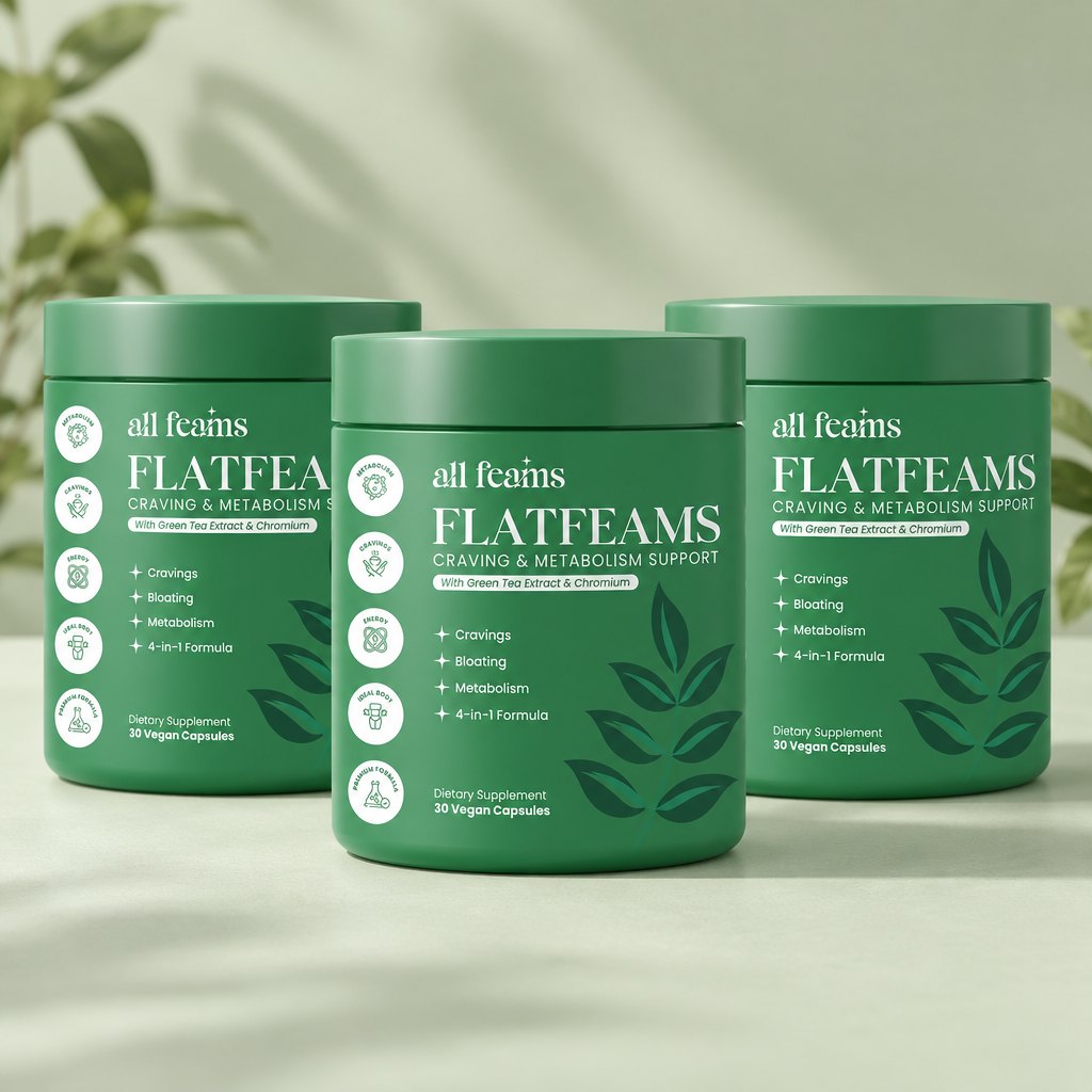 Three jars of FlatFeams grouped together
